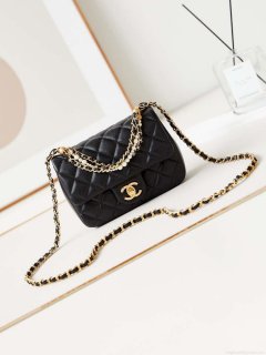 Chanel AS4385 Mini Flap Bag Pearly Lambskin Imitation Pearls & Gold-Tone Metal Black