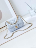 Chanel AS4385 Mini Flap Bag Pearly Lambskin Imitation Pearls & Gold-Tone Metal Blue