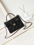 Chanel AS4711 Kelly Bag Calfskin gold tone metal Black