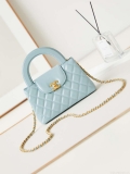 Chanel AS4416 Mini Shopping Bag shiny aged Calfskin gold tone metal Lake Blue