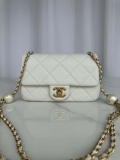 Chanel AS4861 Small Flap Bag Pearly Lambskin Imitation Pearls & Gold-Tone Metal White