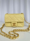 Chanel AS4868 Mini Flap Bag Pearly Lambskin Imitation Pearls & Gold-Tone Metal Yellow