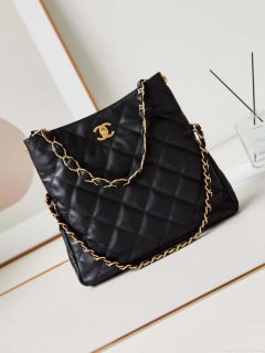 Chanel AS4754 24P New Hobo Bag Black Lambskin