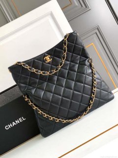 Chanel AS4777 24P New Hobo Bag Black Lambskin