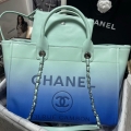 Chanel AS3351 Shopping Bag Shaded Calfskin & Silver-Tone Metal Blue & Light Blue