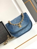 Chanel AS4845 Messenger Bag Denim Blue & Gold-Tone Metal