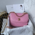 Chanel Messenger Bag Calfskin & Gold-Tone Metal AS4845 Pink Lambskin