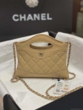 Chanel AP3656 Small Shopping Bag Shiny Lambskin & Gold-Tone Metal Brown