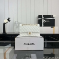 Chanel A01112 Flap Classic 11.12 Handbag Grained Calfskin & Gold-Tone Metal White