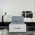 Chanel A01112 Flap Classic 11.12 Handbag Grained Calfskin & Gold-Tone Metal Baby Blue