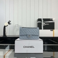 Chanel A01112 Flap Classic 11.12 Handbag Grained Calfskin & Silver-Tone Metal Baby Blue