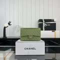 Chanel A01112 Flap Classic 11.12 Handbag Grained Calfskin & Gold-Tone Metal Green