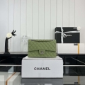 Chanel A01112 Flap Classic 11.12 Handbag Grained Calfskin & Silver-Tone Metal Green