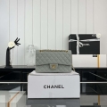 Chanel A01112 Flap Classic 11.12 Handbag Grained Calfskin & Gold-Tone Metal Gray