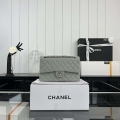 Chanel A01112 Flap Classic 11.12 Handbag Grained Calfskin & Silver-Tone Metal Gray