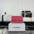 Chanel A01112 Flap Classic 11.12 Handbag Grained Calfskin & Gold-Tone Metal Rose red