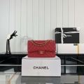 Chanel A01112 Flap Classic Handbag Grained Calfskin & Gold-Tone Metal Red