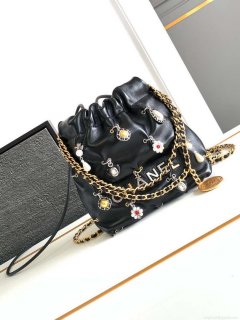 Chanel AS3980 22 Mini Handbag Black Calfskin & Gold-Tone Metal