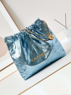 Chanel 22 HandBag Fantasy color Calfskin & Gold-Tone Metal AS3261 Blue