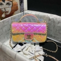 Chanel AS2431 Mini flap Fantasy Mirror Calfskin & Gold-Tone Metal Pink