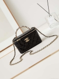 Chanel AP3804 Clutch Lambskin Vanity Box bag With Pearl handle Black