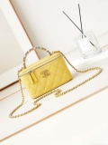 Chanel AP3804 Clutch Lambskin Vanity Box bag With Pearl handle Yellow