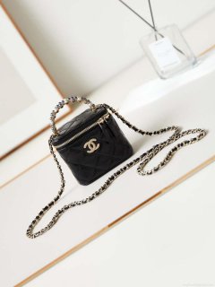 Chanel AP3805 Mini Clutch Lambskin Vanity Box bag With Pearl handle Black