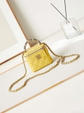 Chanel AP3805 Mini Clutch Lambskin Vanity Box bag With Pearl handle Yellow