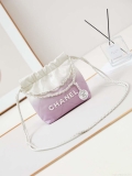 Chanel 22 Mini Handbag Patent Gradient Calfskin Lacquered Metal AS3980 White & Light Purple