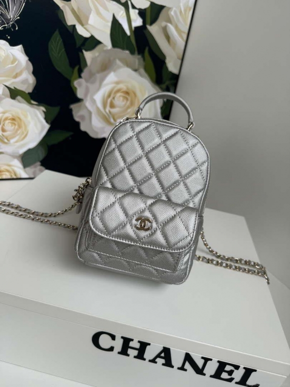 Chanel Ap3753 CLASSIC MINI Backpack Calfskin Silver