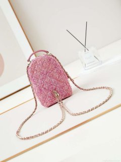 Chanel Ap3753 CLASSIC MINI Backpack Tweed & Gold-Tone Metal Light Pink