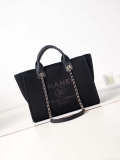 Chanel AS3257 Small Shopping Bag Mixed Fibers Calfskin & Gold-Tone Metal Black