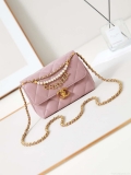 Chanel AS4986 Mini Flap bag Shiny Lambskin Imitation Pearls & Gold-Tone Metal Pink