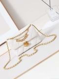 Chanel AS4986 Mini Flap bag Shiny Lambskin Imitation Pearls & Gold-Tone Metal White