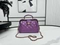 Chanel AS4959 Flap bag With top handle Shiny Lambskin & Gold-Tone Metal Purple