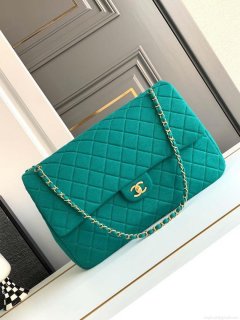 Chanel AS4661 Flap Bag CF Airport Calfskin & Gold-Tone Metal Green