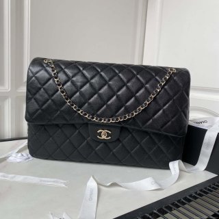 Chanel AS4661 Flap Bag CF Airport Calfskin & Gold-Tone Metal Black