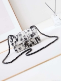 Chanel A69900 Mini Flap AS1116 White Fabric with Black Printed