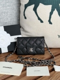 Chanel A81081 Wallet on Chain Shiny Calfskin Black small ball