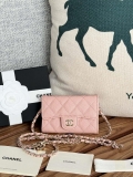 Chanel A81081 Wallet on Chain Shiny Calfskin Pink