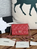 Chanel A81081 Wallet on Chain Shiny Calfskin Red