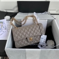 Chanel A01112 CF Quilted Classic Flap Bag in Grainy Lambskin Gray