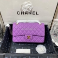 Chanel A01112 CF Quilted Classic Flap Bag in Grainy Lambskin Purple