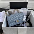 Chanel A01112 CF Quilted Classic Flap Bag in Grainy Lambskin Blue