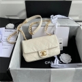 Chanel AS2210 Flap Bag With Crystal Pearls Chain Calfskin White