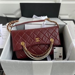 Chanel AS2213 Shopping Bag Calfskin Wine Red