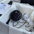 Chanel AS1898 Small Round Bag Shiny B03446 Lambskin Black