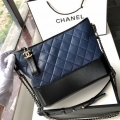 Chanel A93824 Large Hobo Bag Smooth Calfskin Navy Blue