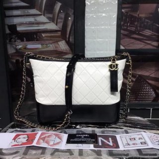 Chanel A93824 Large Hobo Bag Smooth Calfskin White and Black