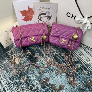 Chanel AS1786 Chanel Mini Flap Bag Lambskin Gold NA106 Purple